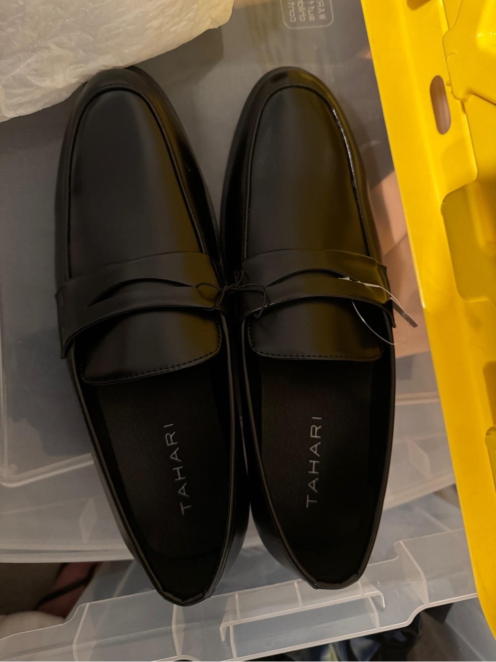 Tahari Black Leather Slip-On Penny Loafers